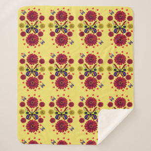 Op maat gemaakte Lente Vlinder Bloemen Cadeau Sherpa Deken