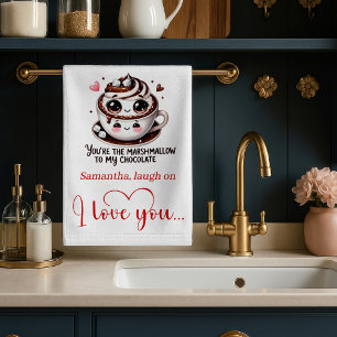 Op maat gemaakte liefdescitaat grappige keukenhand theedoek