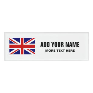 Op maat gemaakte merktekens onder Britse vlag Naambadge