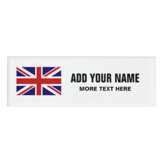 Op maat gemaakte merktekens onder Britse vlag Naambadge