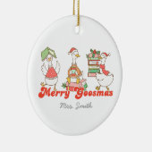 Op maat gemaakte Merry Goosemas-versiering Keramisch Ornament (Rechts)