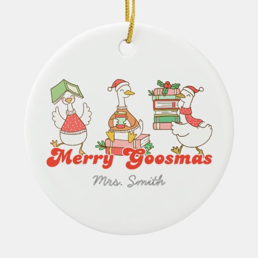 Op maat gemaakte Merry Goosemas-versiering Keramisch Ornament (Voorkant)
