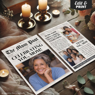 Op maat gemaakte Moederdag Krantkaart, Moeder Verj Feestdagenkaart