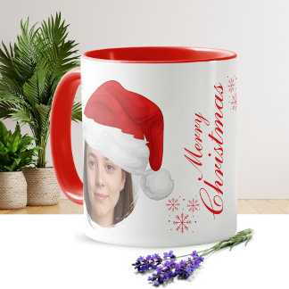 Op maat gemaakte mok met foto van kerstmannenhoed