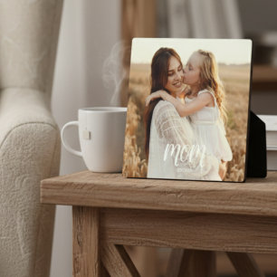 Op maat gemaakte 'Mom Established' moderne script Fotoplaat