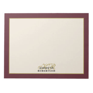 Op maat gemaakte monogram bordeauxroom goud minima notitieblok
