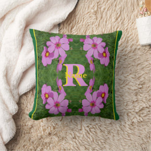 Op maat gemaakte monogram eerste naam Roze Madelie Kussen
