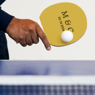 Op maat gemaakte monogram en datum gepersonaliseer tafeltennisbatje