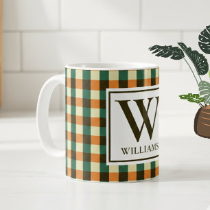 Op maat gemaakte monogram geruite mok cadeau voor