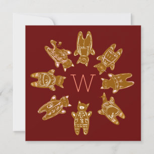 Op maat gemaakte monogram-gingerbread katten - Han Kaart