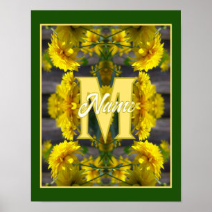 Op maat gemaakte monogram met uw eerste naam Gele Poster