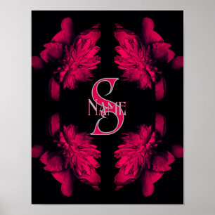Op maat gemaakte monogram met uw eerste naam pioen poster