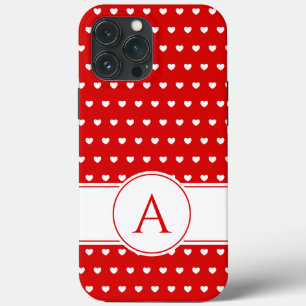 Op maat gemaakte monogram opvallend rood en wit iP iPhone 13 Pro Max Hoesje