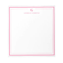 Op maat gemaakte monogram roze rand briefpapier