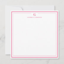 Op maat gemaakte monogram roze rand briefpapier