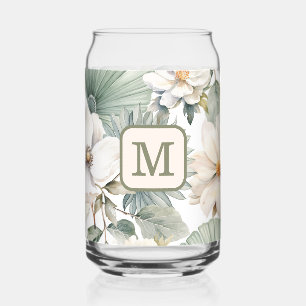Op maat gemaakte monogram waterverf bloem blikvorm glas
