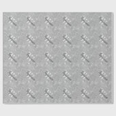 Op maat gemaakte monogram zilveren glitterscript cadeaupapier (Vlak)