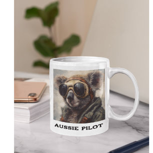 Op maat gemaakte naam Australische piloot koala-av Tweekleurige Koffiemok