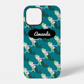 Op maat gemaakte naam Groene Zeemeermin iPhone 12 Hoesje