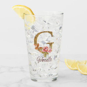 Op maat gemaakte naam Letter G Goud Folie Blush Ro Glas