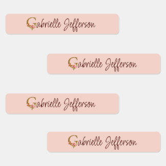 Op maat gemaakte naam Letter G Goud Folie Blush Ro Labels