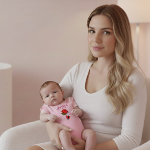 Op maat gemaakte naam Lieveheersbeestje Roze Baby  Romper