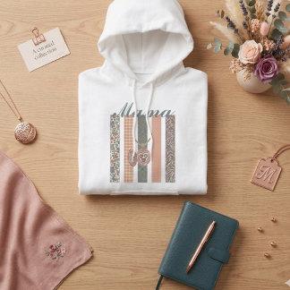 Op maat gemaakte naam Mama Floral Locket Hoodie -