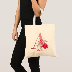 Op maat gemaakte naam Roze Gouden Alfabet B Waterv Tote Bag