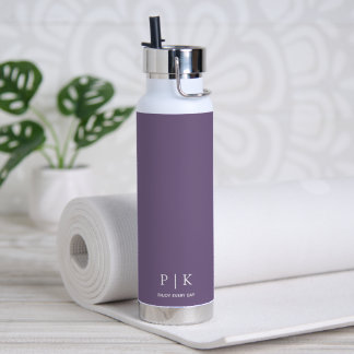Op maat gemaakte naammonogram Paars  Waterfles
