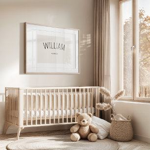 Op maat gemaakte naamprint voor babyjongen Minimal Poster