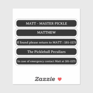 Op maat gemaakte naamsticker voor pickleballpaddle sticker