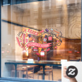 Op Maat Gemaakte Nagelsalon Hart Nagelgereedschap Raamsticker (Cafe Raam)