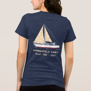 Op maat gemaakte nautische gezinsbootreis Tri-Blend shirt