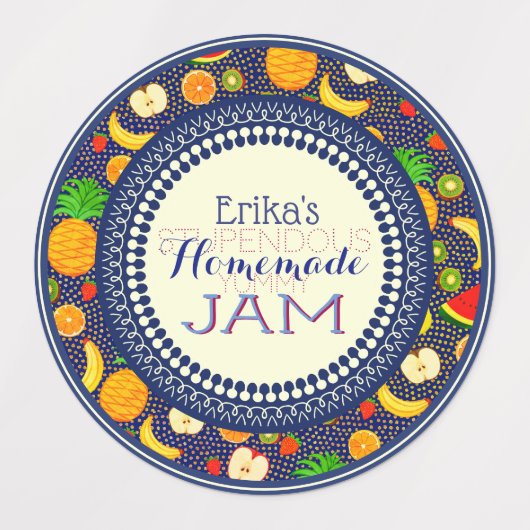 Op maat gemaakte Navy Blue Vruchten Thuisgemaakte  Labels (Design 1)