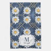 Op maat gemaakte Navy Daisy Gingham Monogram Decor Theedoek (Verticaal)