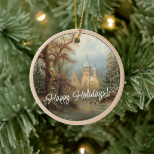 Op maat gemaakte Nederlandse Winter Wonderland Lan Keramisch Ornament