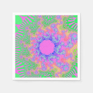 Op maat gemaakte Neon Regenboog Zonneburst Papiere Servet