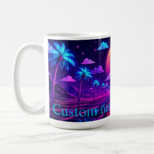 Op maat gemaakte neon synthwave ochtendkoffiemok g koffiemok