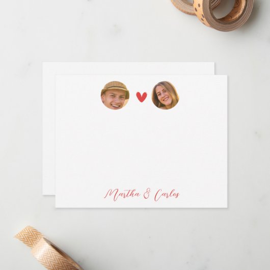 Op maat gemaakte notitiekaart voor koppels met fot notitiekaartje (Voorkant / Achterkant in situ)