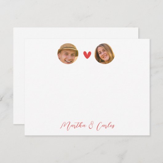 Op maat gemaakte notitiekaart voor koppels met fot notitiekaartje (Voorkant / Achterkant)