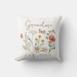 Op maat gemaakte oma-wilde bloemen kussen