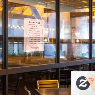 Op maat gemaakte openingsuren bedrijf uithangbord  raamsticker