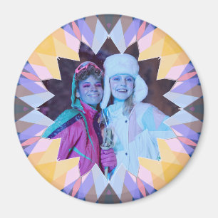 Op maat gemaakte paarse gele kerstster foto-magnee magneet