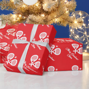 Op maat gemaakte padel sport kerstcadeaupapier cadeaupapier