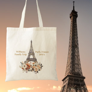 Op maat gemaakte Parijse reis Eiffeltoren bloemrij Tote Bag