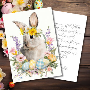 Op maat gemaakte Pasen kaart met bloemen en paasha