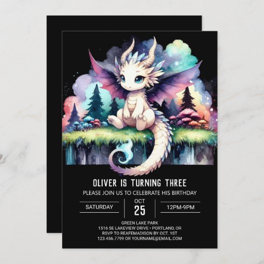 Op maat gemaakte Pastel Draak Verjaardag Kaart (Voorkant / Achterkant)