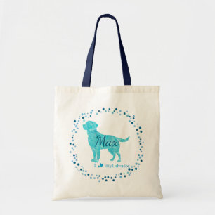 Op maat gemaakte pastelblauwe labrador retriever b tote bag