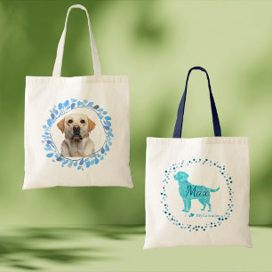 Op maat gemaakte pastelblauwe labrador retriever-t tote bag