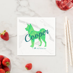Op maat gemaakte Pastelgroene Shiba Inu Silhouet S Servet